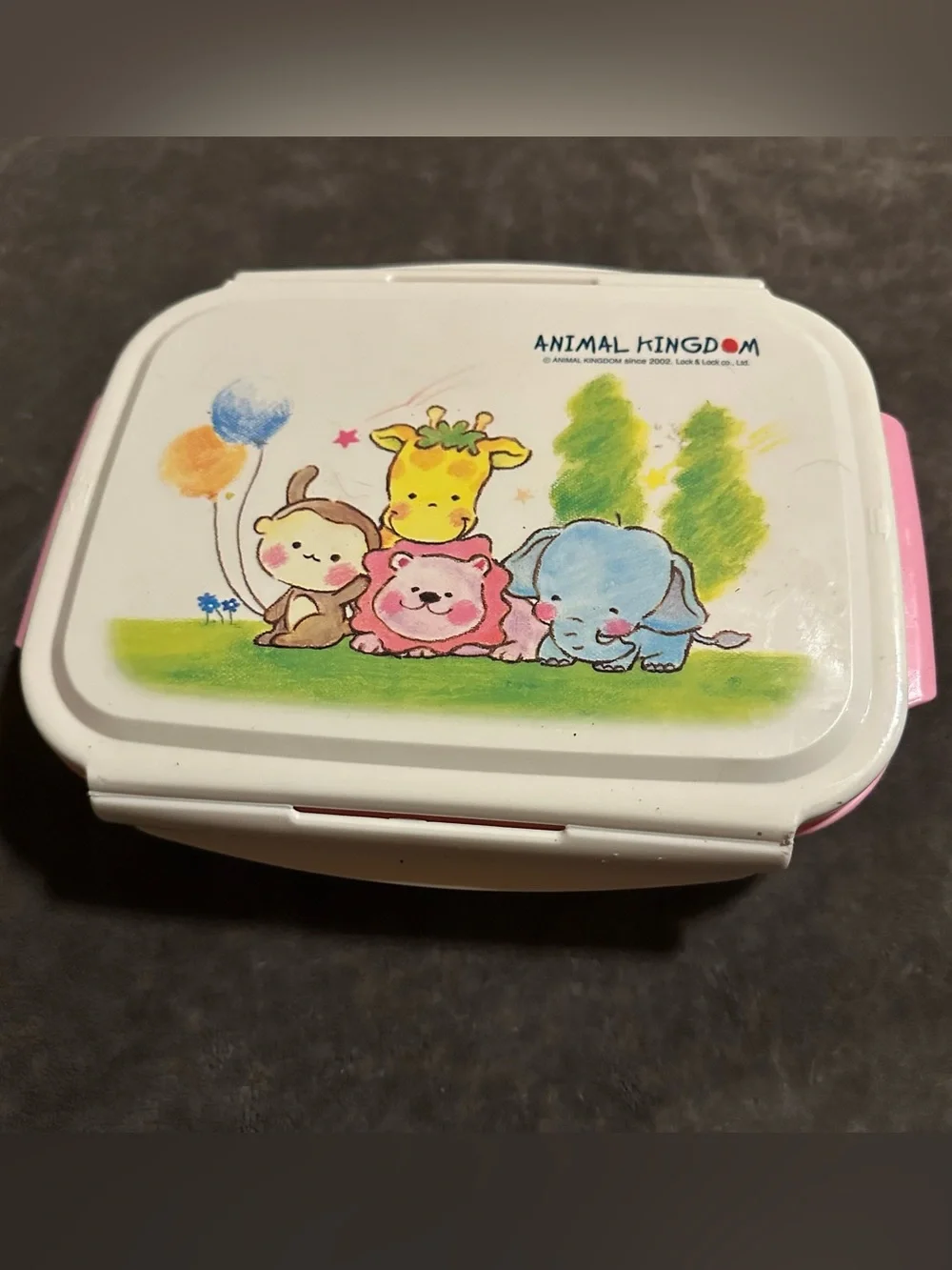 Vintage-Style Lock & Lock Animal Kingdom Pink Bento Lunch Box 5 Compartment Kore